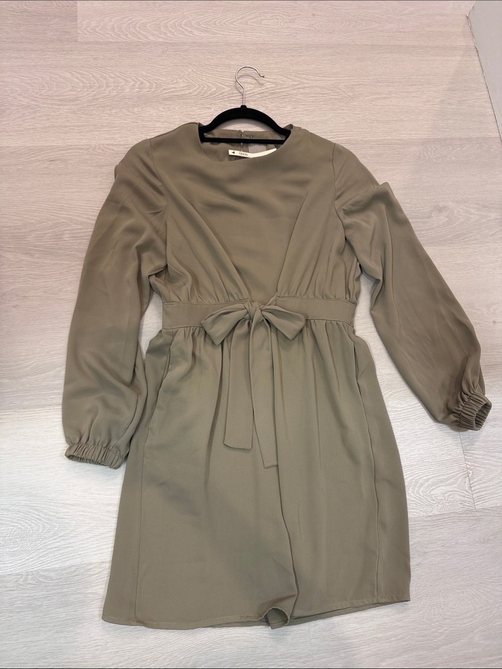 NWT ASOS Olive Green Long Sleeve Tie-Waist Dress